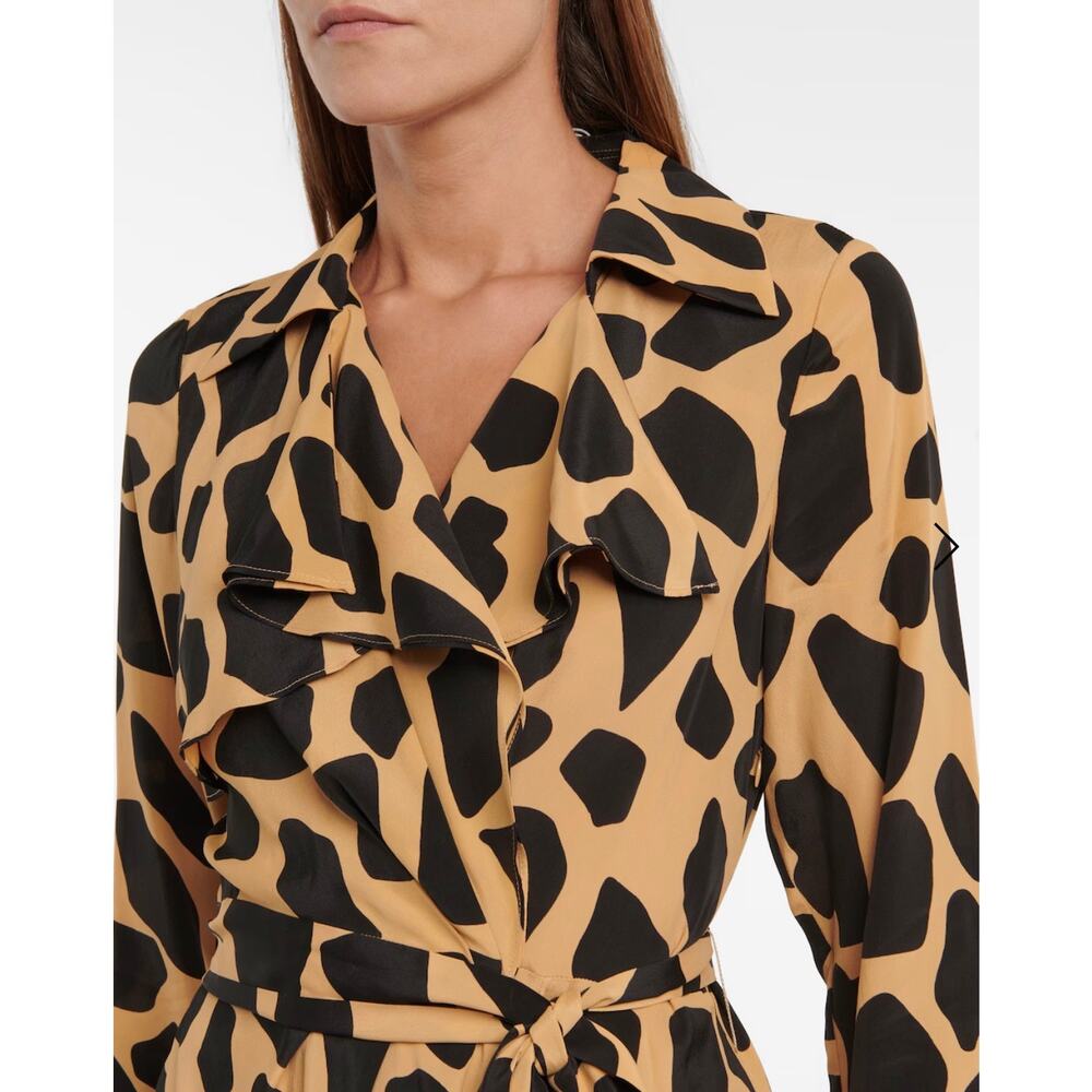 DIANE VON FURSTENBERG Eden silk blend Giraffe Wrap Midi Dress size 8 (Rare Find) - Picture 3 of 7